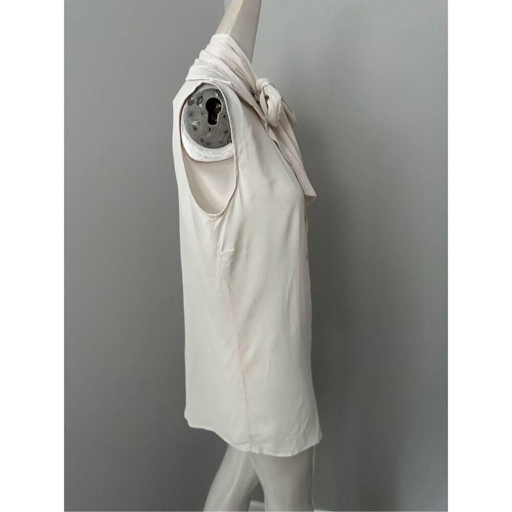 NWT Chiara Boni Sleeveless Tie Neck Button Down Tunic Top Off White Size 42 (6) - Picture 6 of 8
